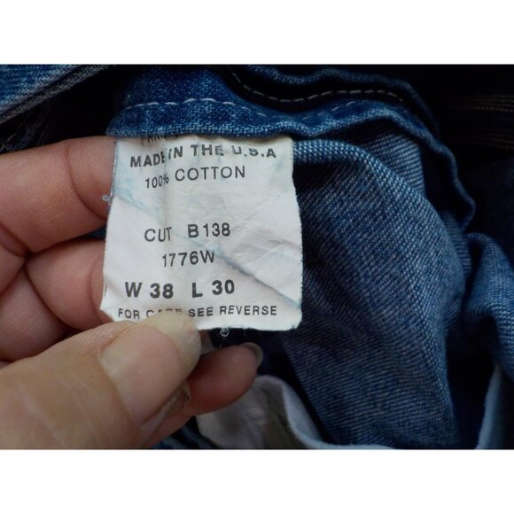 Vtg 90's USA Works 9 Pkt Bib Overalls 38x30 Blue Denim Farm Carpenter Work Wear - Picture 7 of 7